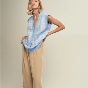 Zara - PLAID KNIT VEST BLUE